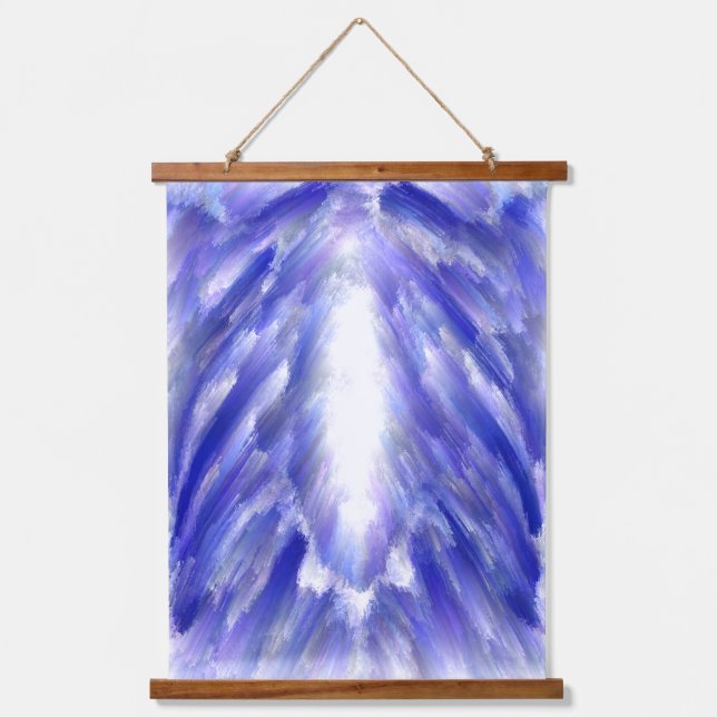 Celestial Light Burst Abstrakte Kunst drucken Wandteppich Mit Holzrahmen (Vorderseite)
