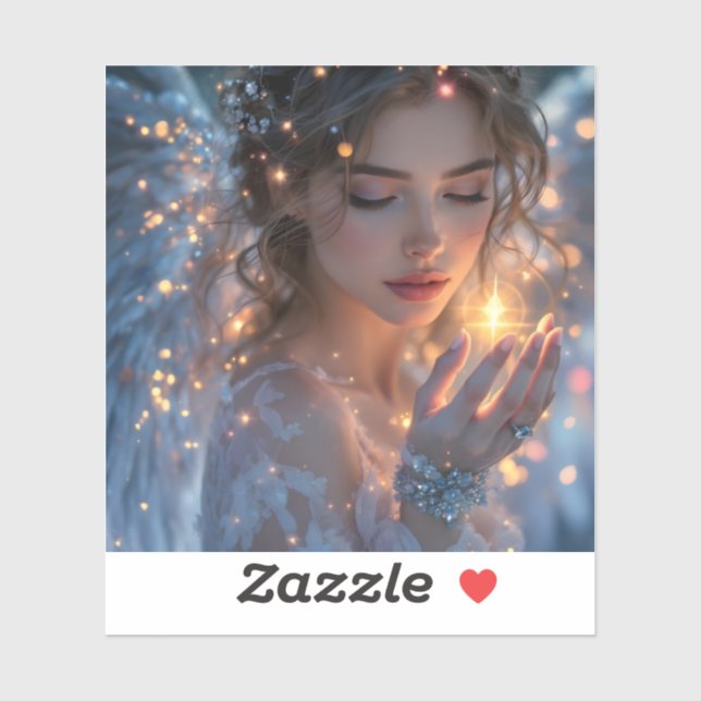 Celestial Lightbearer - Angel Holding the Star Aufkleber (Blatt)