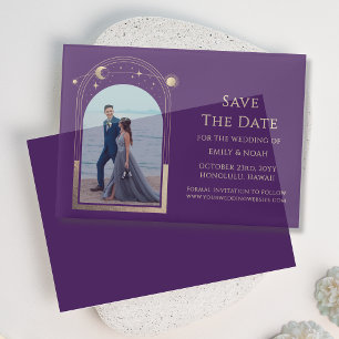 Celestial Lila Gold Foto Wedding Save the Date