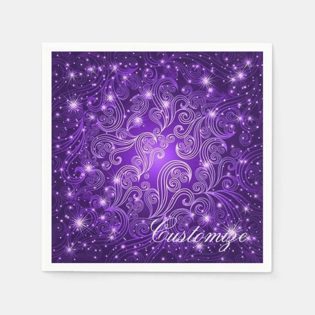 Celestial Lila Wirbel & Stars Napkins Serviette (Vorderseite)