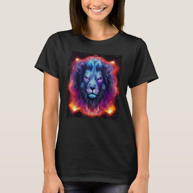 Celestial Lion God In Space Leo Zodiac Universe Ga T-Shirt (Vorderseite)