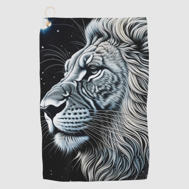 Celestial Lion Night Sky Ai Art Golfhandtuch (Vorderseite)