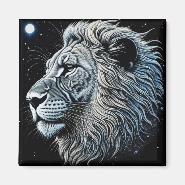 Celestial Lion Night Sky Ai Art Magnet (Vorne)