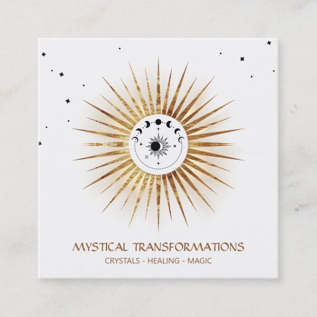 *~* Celestial Luna Lunar Moon Magic Light Boho Quadratische Visitenkarte (Vorderseite)