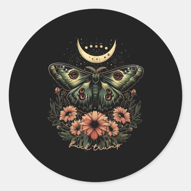 Celestial Luna Moth Subtle Anti Trump Runder Aufkleber (Vorderseite)