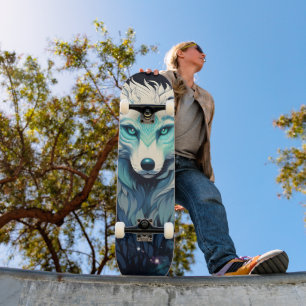 Celestial Lunar Wild Wolf Skateboard
