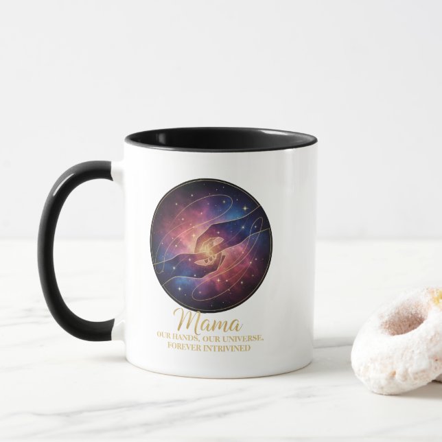 Celestial Mama Hands Galaxy Universe Tasse (Mit Donut)