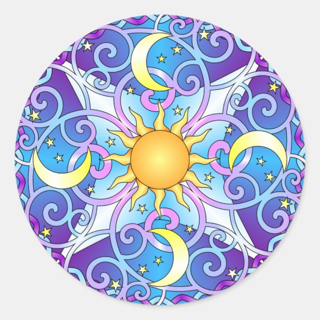 Celestial Mandala Runder Aufkleber (Vorderseite)