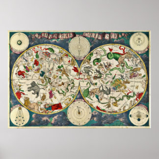 Celestial Map aus dem 17. Jahrhundert Poster