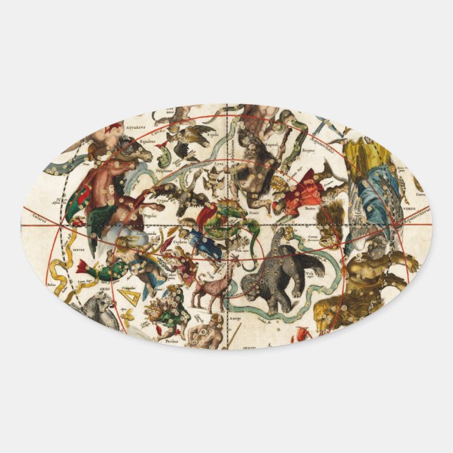 Celestial map.jpg ovaler aufkleber (Vorderseite)