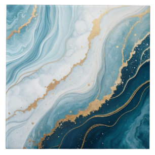 Celestial Marble - Blau, Weiß und Gold Luxus Fliese