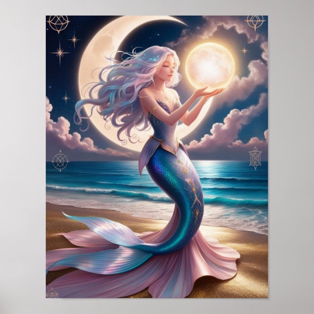 Celestial Mermaid Priestess Wall Art Poster (Vorne)
