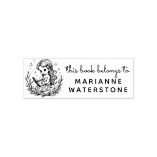 Celestial Mermaid Reader Ex Libris Briefmarke Permastempel