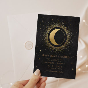 Celestial Midnight Black Stars Foto Save the Date Einladung