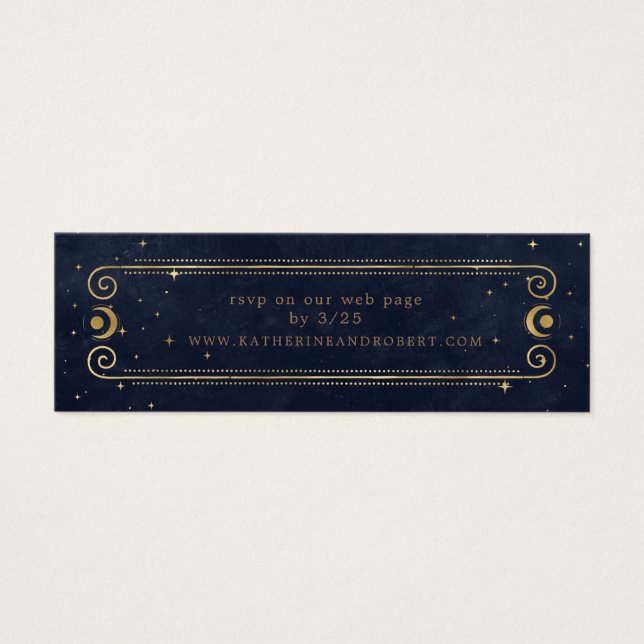 Celestial Midnight Blue Gold Wedding Website Card (Vorderseite)