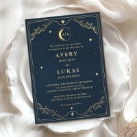 Celestial Midnight Blue Stars Moon Wedding