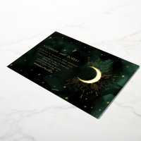 Celestial Midnight Green Gold Stars Wedding