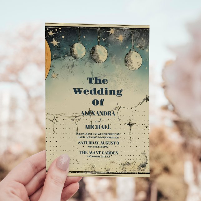 Celestial Midnight Stars Wedding Einladung (Von Creator hochgeladen)