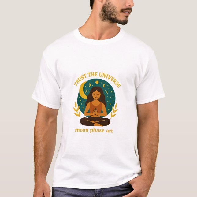 Celestial Mindful Moon Design T-Shirt (Vorderseite)