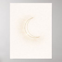 Celestial Minimal Moon Wall Art – Beige Crescent Poster