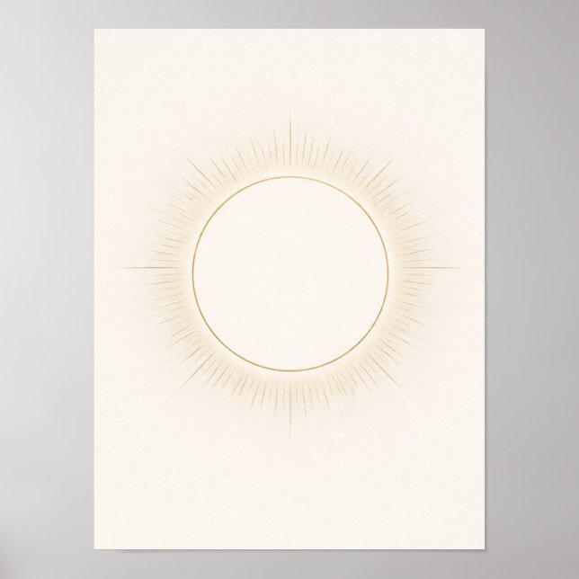 Celestial Minimal Sun Wall Art – Neutral Beige  Poster (Vorne)