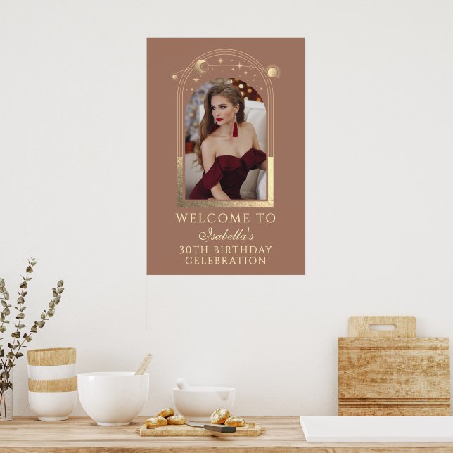 Celestial Mocha Gold 30. Geburtstag Willkommen Poster (Küche)