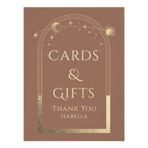 Celestial Mocha Gold Sun Moon Karten und Geschenke Poster