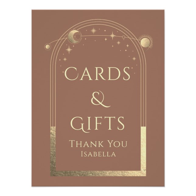 Celestial Mocha Gold Sun Moon Karten und Geschenke Poster (Vorderseite)