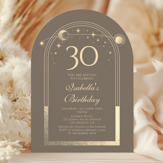 Celestial Mocha Gold Sun Moon Stars 30. Einladung (Von Creator hochgeladen)