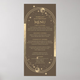 Celestial Mocha Gold Sun Moon Stars 30. Poster