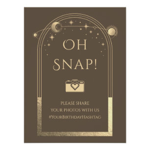 Celestial Mocha Gold Sun Moon Stars Oh Snap Poster