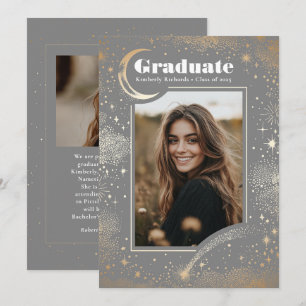 Celestial Modern Graduate Foto Abschluss Ankündigung