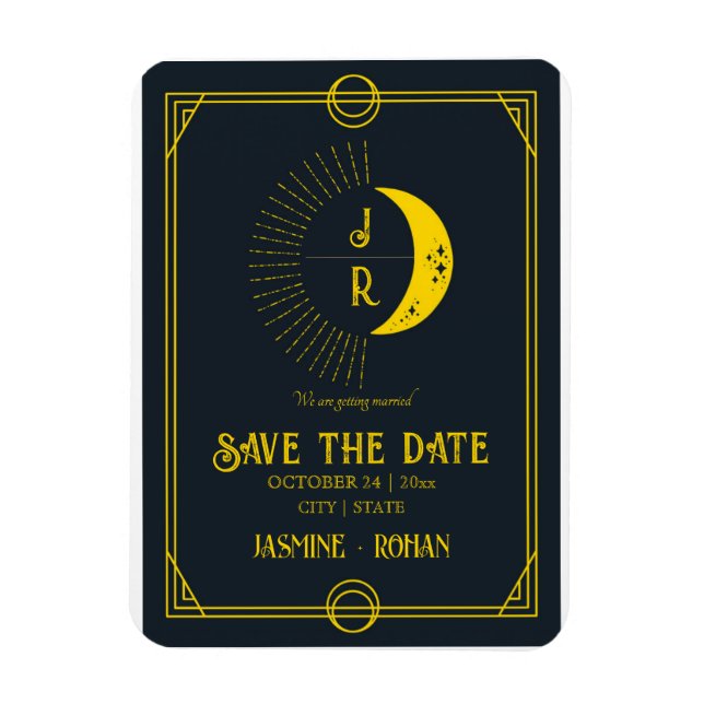 Celestial monogram Tarot gothic Save the Date Magnet (Vertikal)