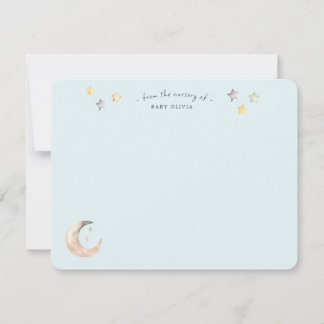  Celestial Moon and Stars Blue Baby Boy Shower Dankeskarte