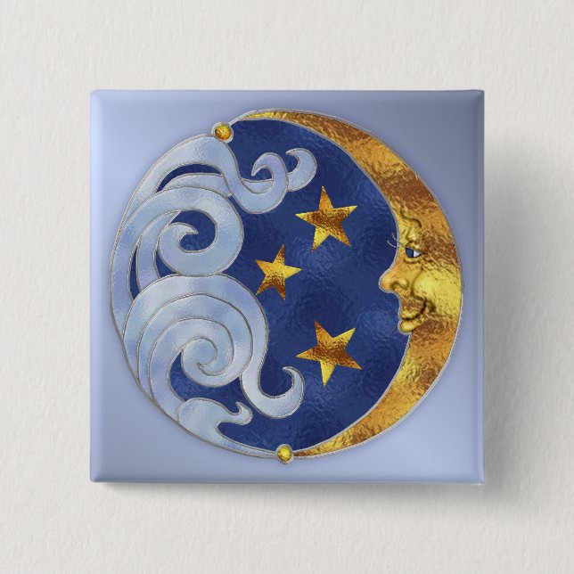 Celestial Moon and Stars Button (Vorderseite)