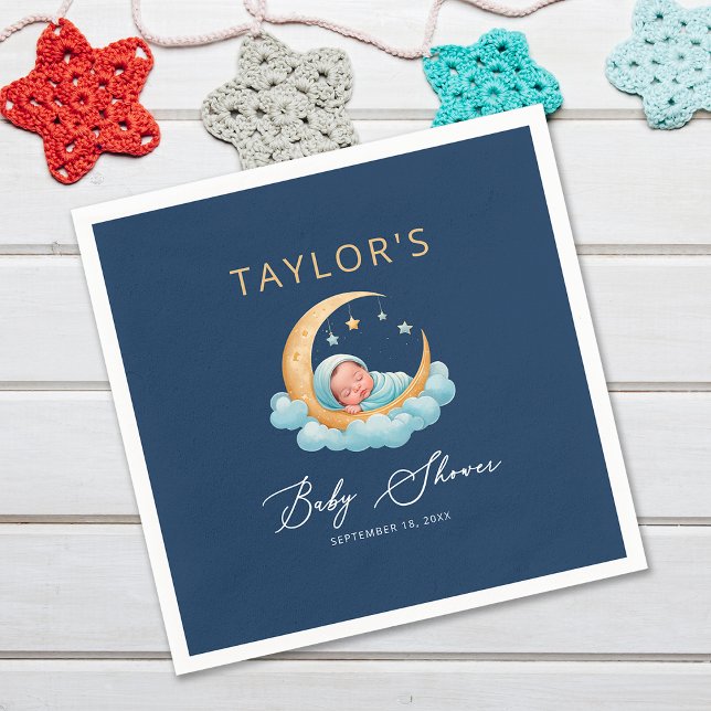 Celestial Moon and Stars Over the Moon Paper Serviette (Von Creator hochgeladen)