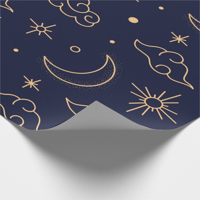 Celestial Moon & Cloud Wrapping Paper Geschenkpapier (Ecke)