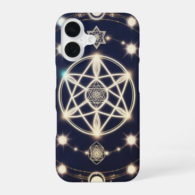 Celestial Moon Cycle Mandala – Sacred Geometry iPhone 16 Hülle (Rückseite)
