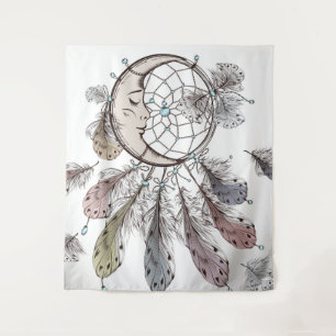 Celestial Moon Dreamcatcher Wandteppich