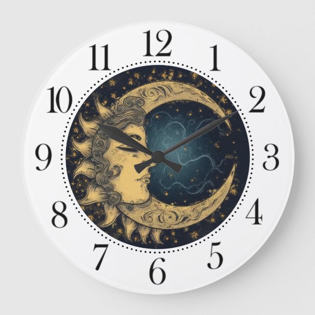 Celestial Moon Face Große Wanduhr (Vorderseite)