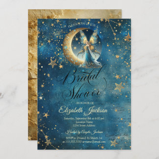 Celestial Moon Fairy Stars Bridal Shower Einladung
