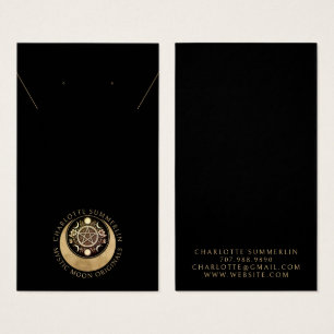 Celestial Moon Gold Black Earring Necklace Display