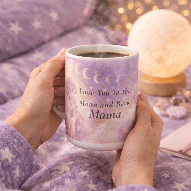 Celestial Moon Mama Mug, Love You to the Moon Mom  Kaffeetasse (Von Creator hochgeladen)