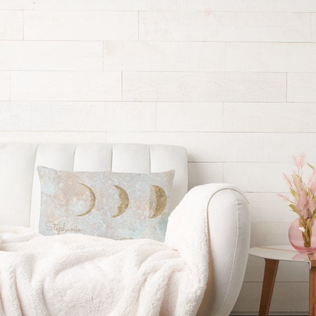 Celestial Moon Monogram Elegant Bolster Pillow Lendenkissen (Liege)