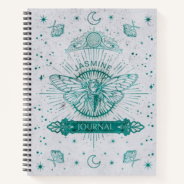 Celestial Moon Moth Personalisiert Journal Notizbuch (Vorderseite)