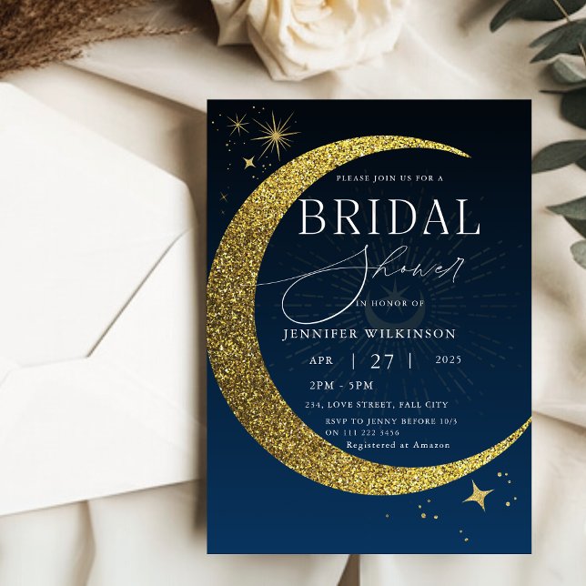 Celestial Moon Mystical Starry Night Brautparty Einladung (Celestial Moon Mystical Starry Night Bridal Shower Invitation)