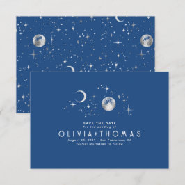 Celestial Moon Navy Blue Save the Date