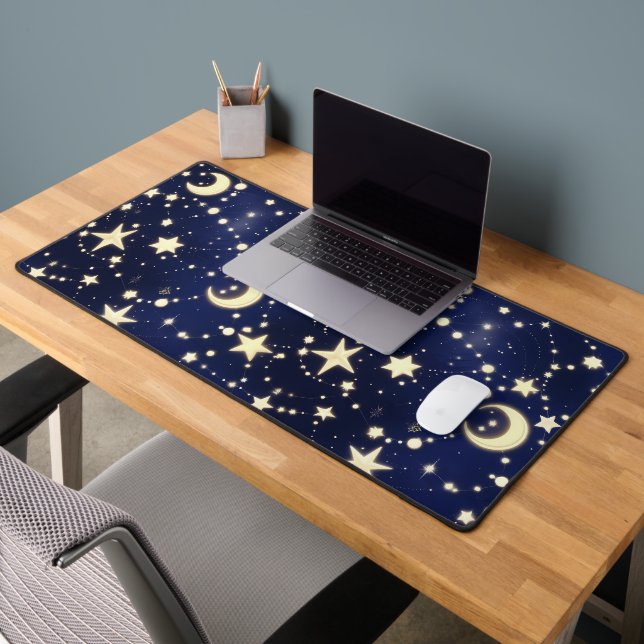 Celestial Moon Phase Astrology – Velvet Navy Schreibtischunterlage (Büro 2)
