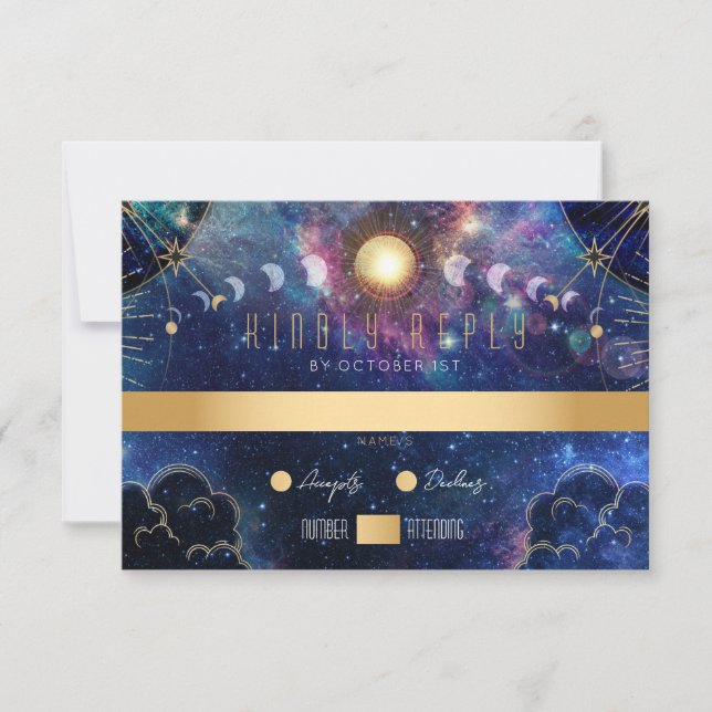 Celestial Moon Phase RSVP Card Karte (Vorderseite)