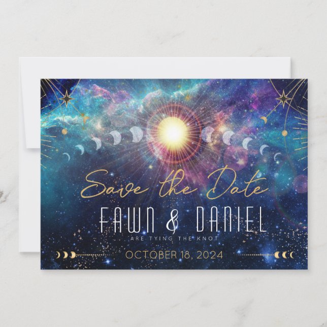 Celestial Moon Phase Save the Date (Vorderseite)